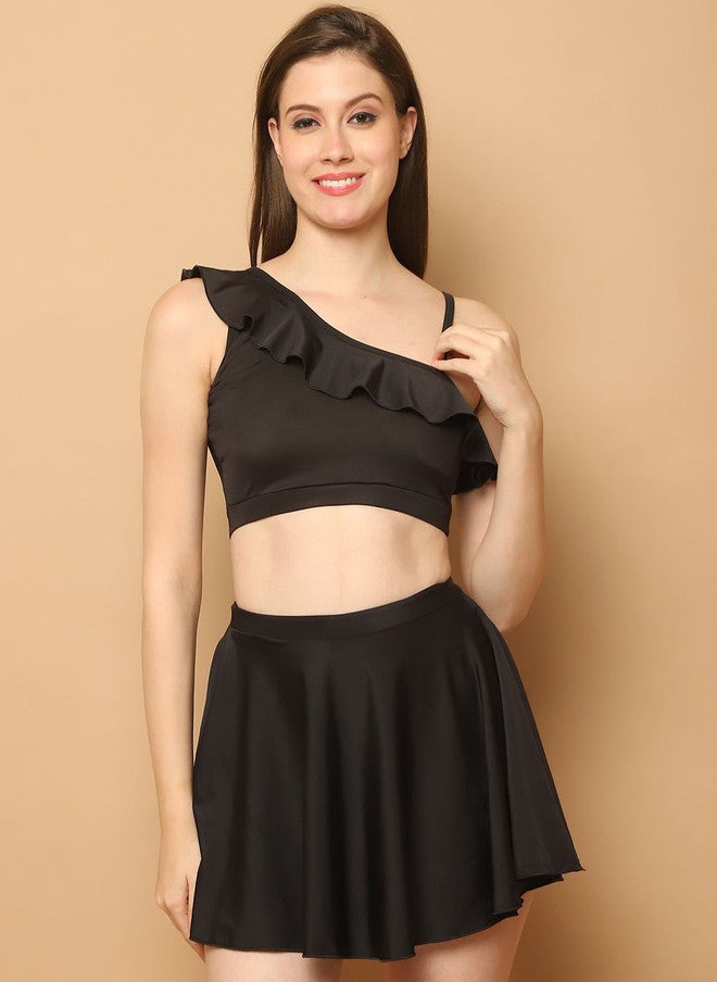 CUKOO Women One Shoulder Ruffles Detail Swim Set - Image 1